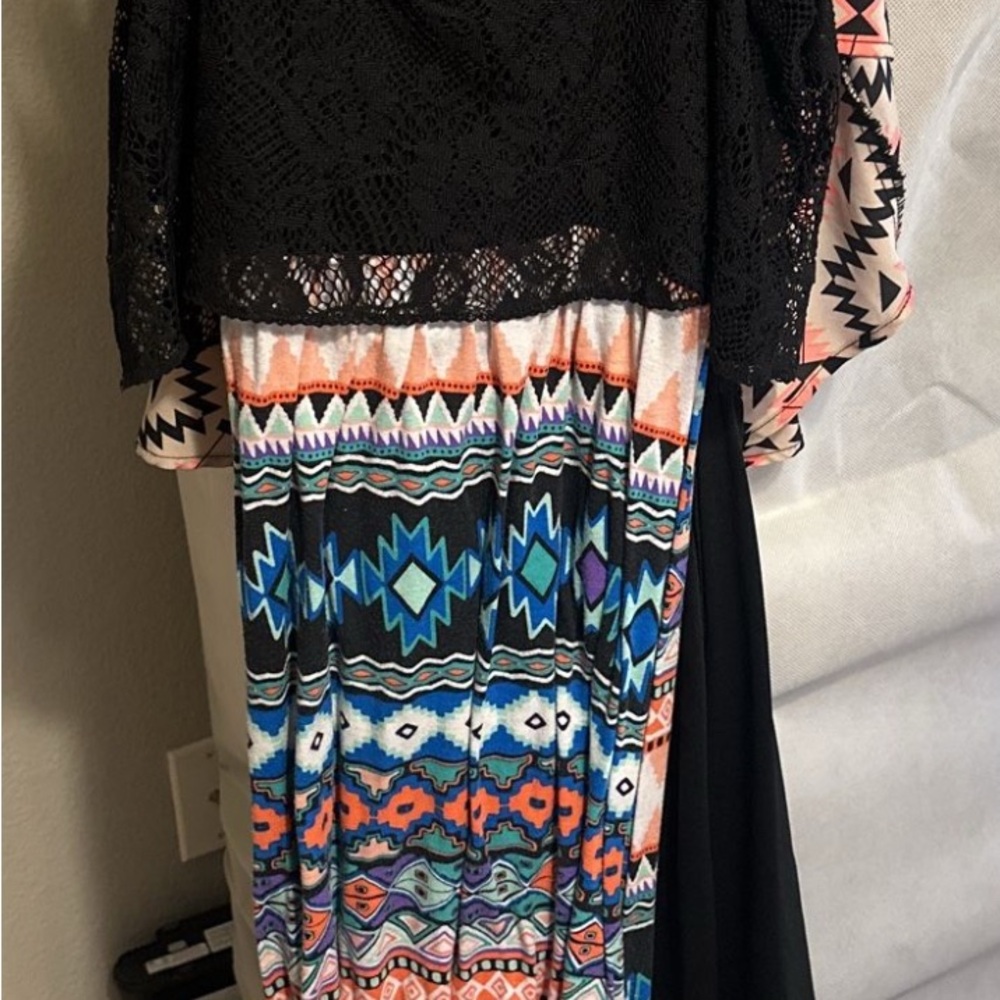 Multicolor Geometric Pattern Dress